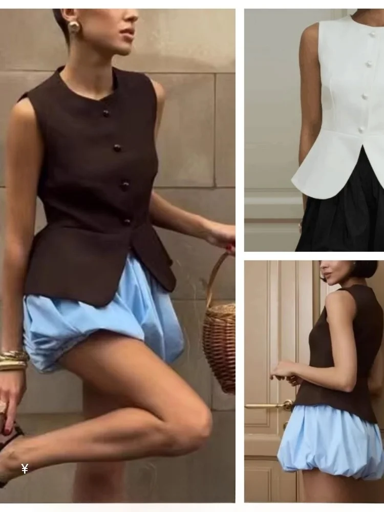 

Облегающий круглый жилет Ne Svel на одной пуговице, осенний новый женский модный жилет из полиэстера в сложенном виде, тонкий цвет Sle