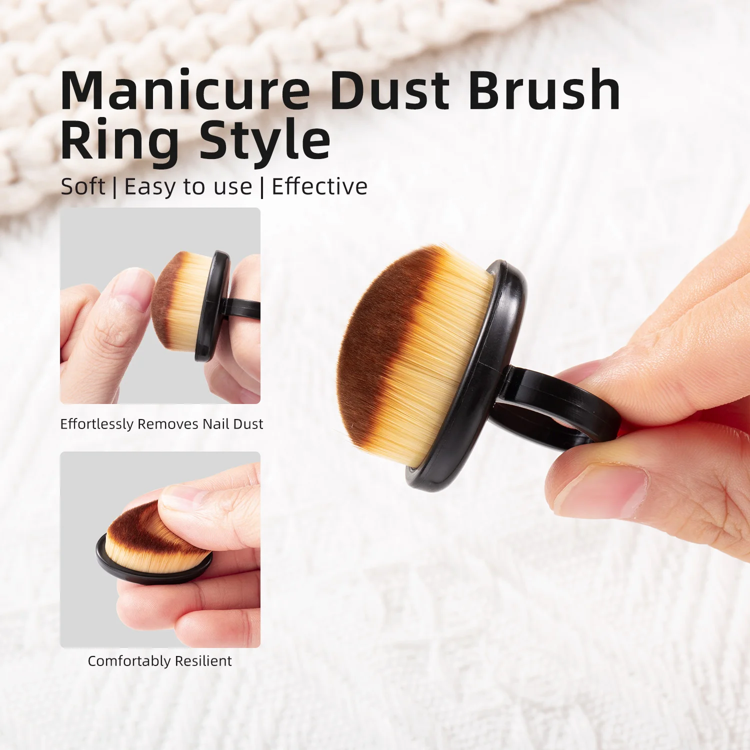 

Manicure Dust Clean Brush Finger Ring Duster Soft Hair Nail Polish Powder Dusting Tools Nail Art Essential Dense Bristles Brush