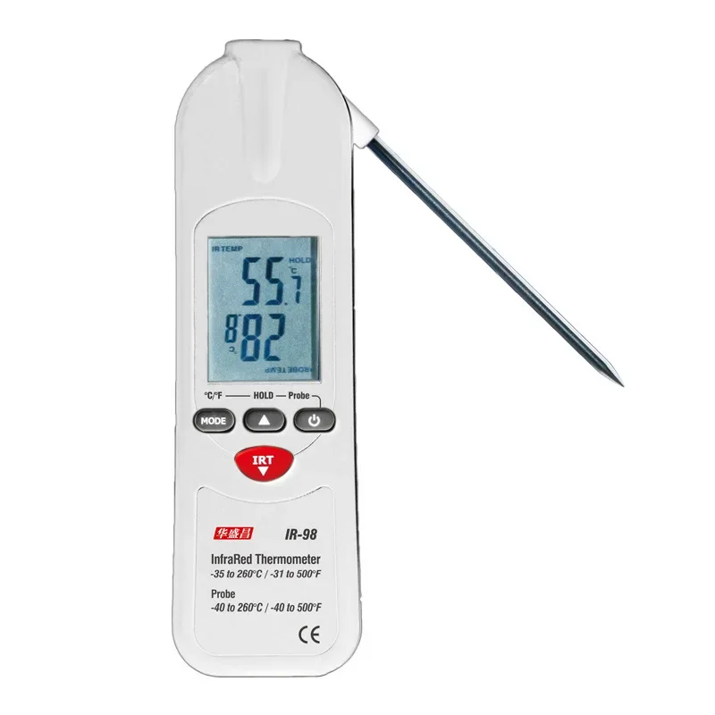 

Hot sales CEM Foldable Probe Pin Infrared Tester IR-98 Thermometer Folding Electronic Barbecue Digital Speed Reading Thermomete