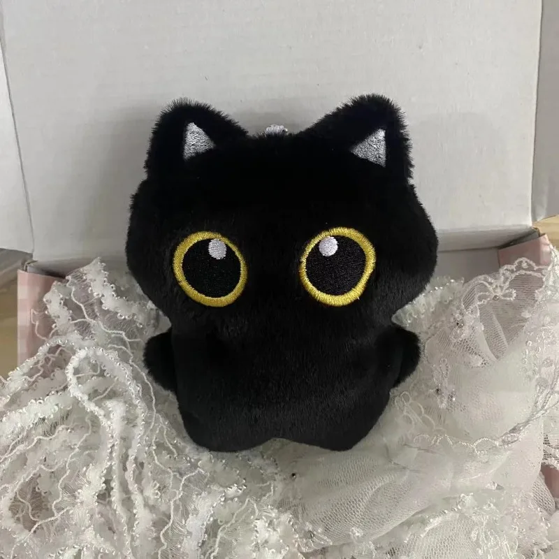 10cm Black Cat Plush Toy Pendant Cute Small Plushie Keychain for School Bag Decoration Plush Toy Doll for Brithday Gifts