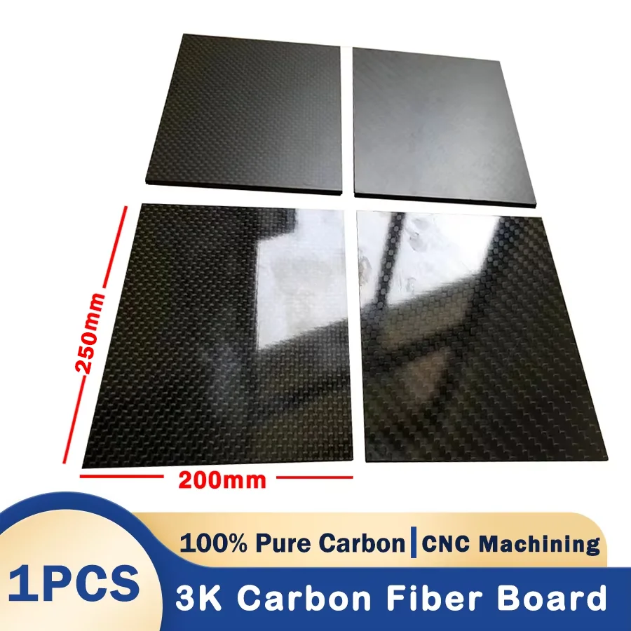 200x250mm 3K Pure Carbon Fiber Board Sheet High Hardness Composite Materials Laminate Carbon Plate Thickness 0.5-5mm Glossy&Matt