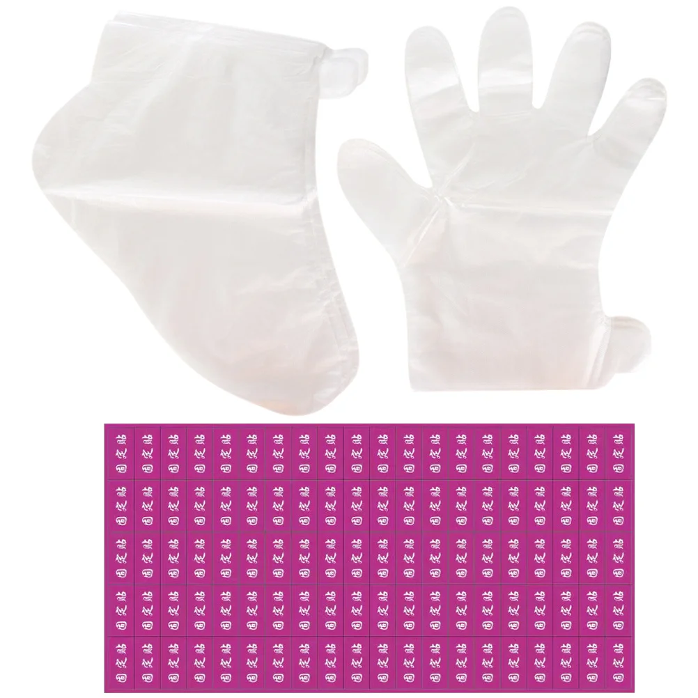 1 مجموعة بطانات شمع البارافين أكياس القدم البلاستيكية قفازات اليد للسبا العناية بالبشرة السفر المحمولة قفازات القدم باديكير بطانات #6