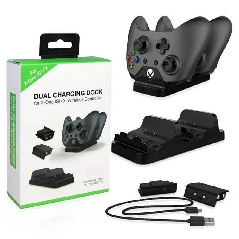 Dual Charging Station Display Controller Charger Dock, 2 Baterias Recarregáveis para XBOX UM Jogo Controlador Sem Fio Kit de Carregamento