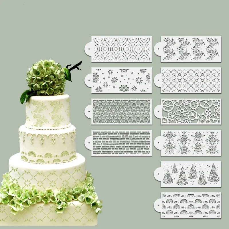 1Pcs/Set DIY Cake Decoration Template Flower Totem Lace Art Stencil Pad Strew Duster Baking Tool Waterproof Material Reuseful