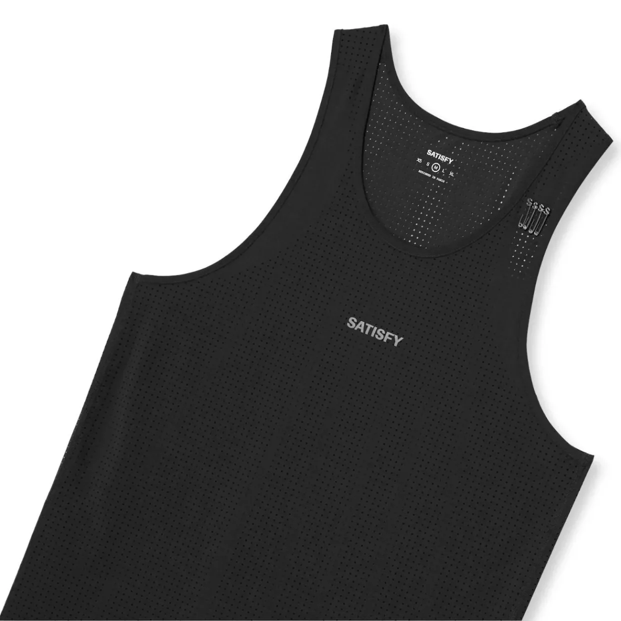SATISFY Space Singlet sleeveless running vest breathable mesh letter print vest