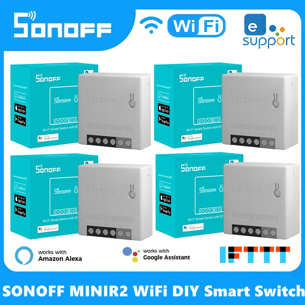 

Смарт-переключатель Sonoff Mini R2 с поддержкой Wi-Fi и 2-сторонними модулями