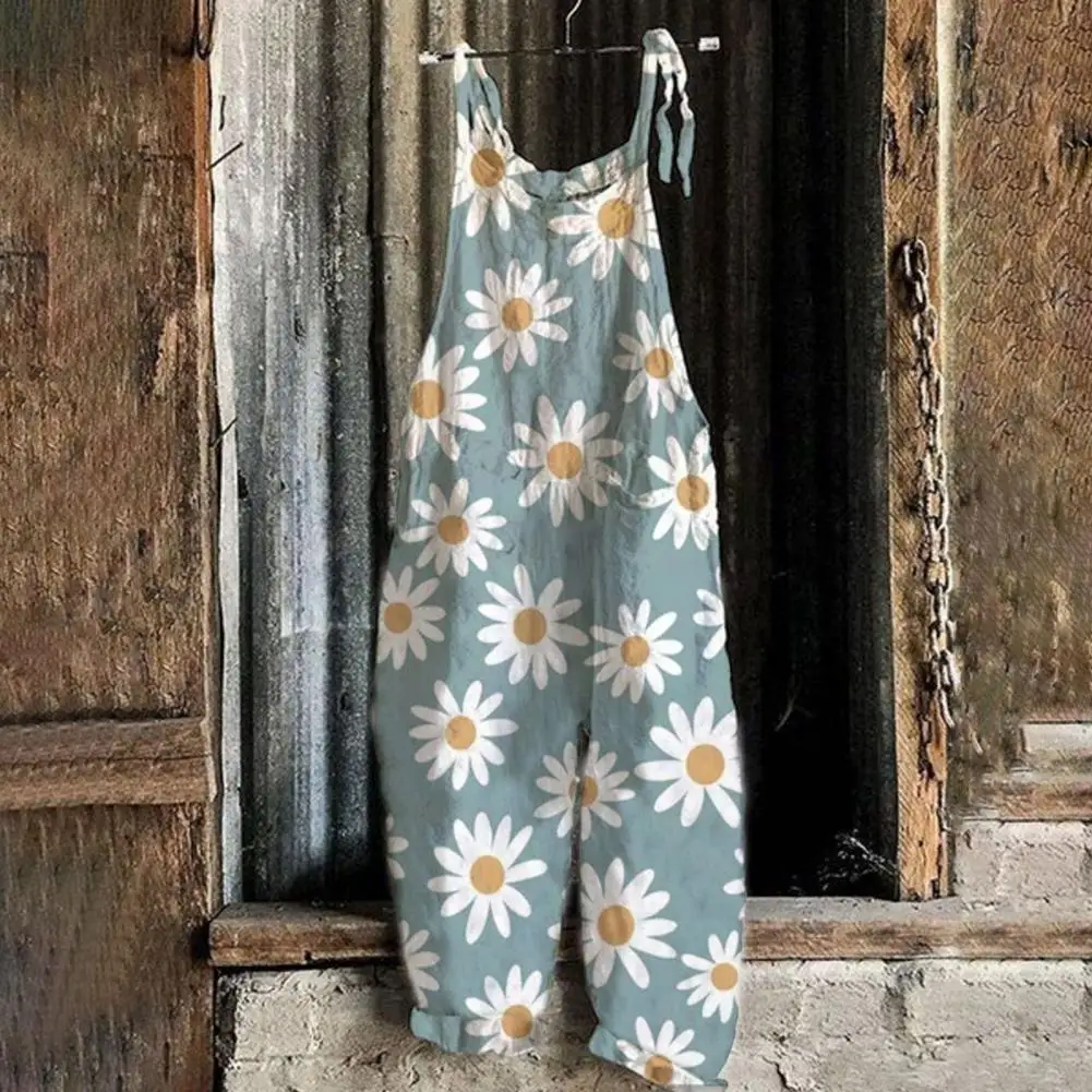 Flower Printed Sling Women Summer Vintage Playsuit Romper Jumpsuit Sleeveless Casual Floral Print High Waist Jumpsuits Romper