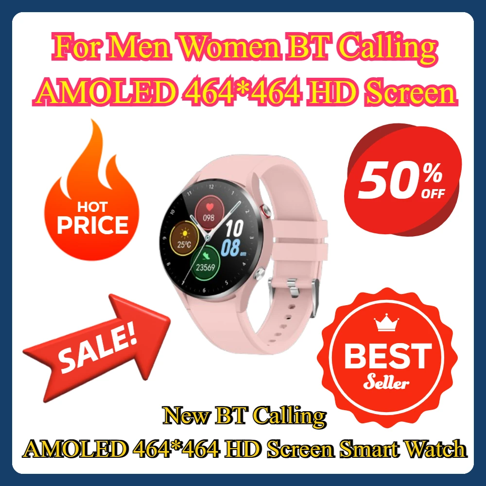 

BT Calling AMOLED 464*464 HD Screen New BT Calling AMOLED 464*464 HD Screen Smart Watch