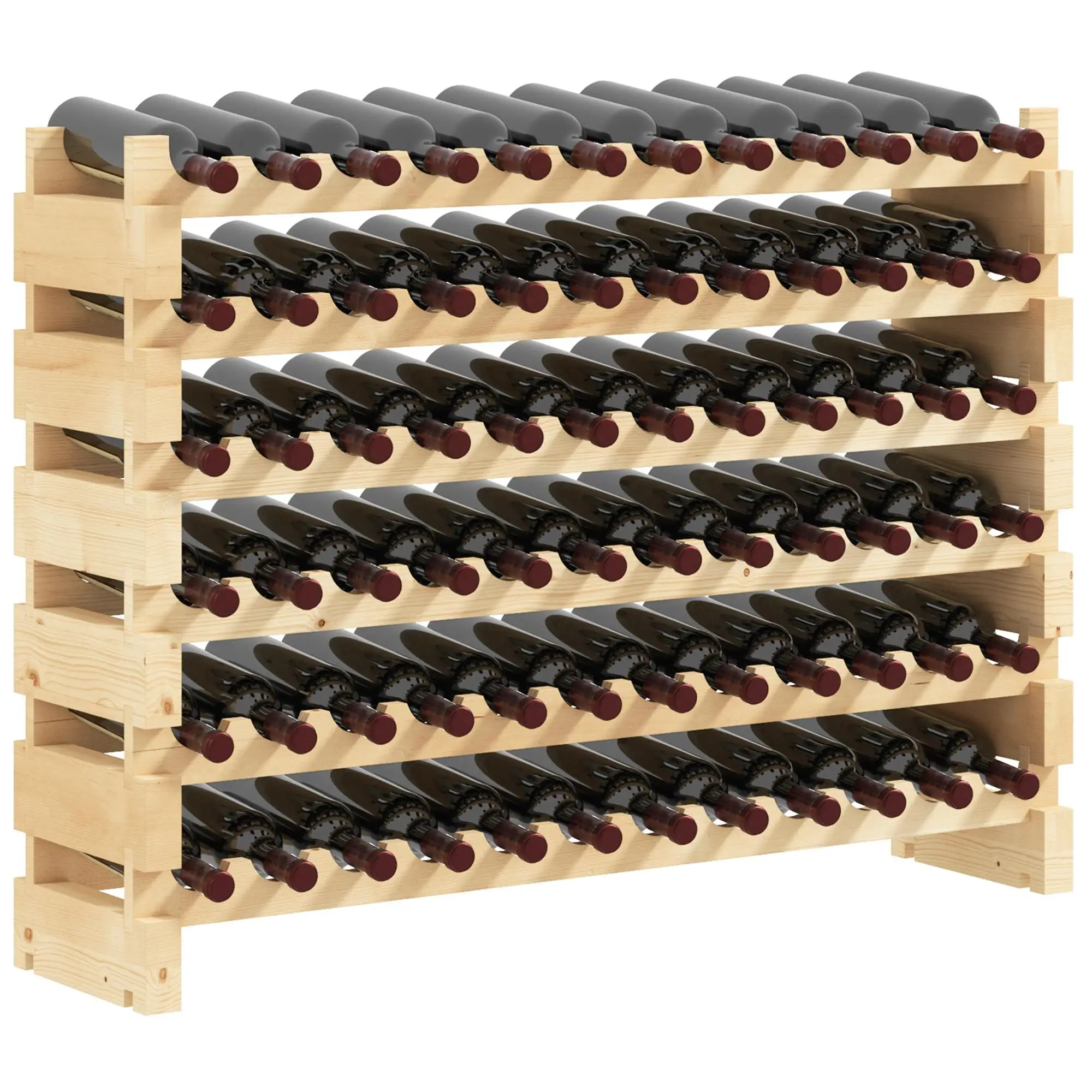 Casier à vin en épicéa massif 6 niveaux 72 bouteilles empilable 114x28x85cm