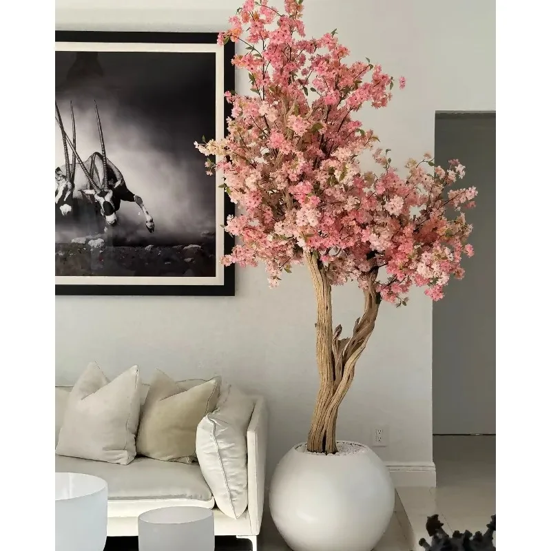 

Tik Tok YouTube Instagram Latest Hot Sale Custom Made Pink White Artificial Cherry Blossom Tree for Home Indoor Decor