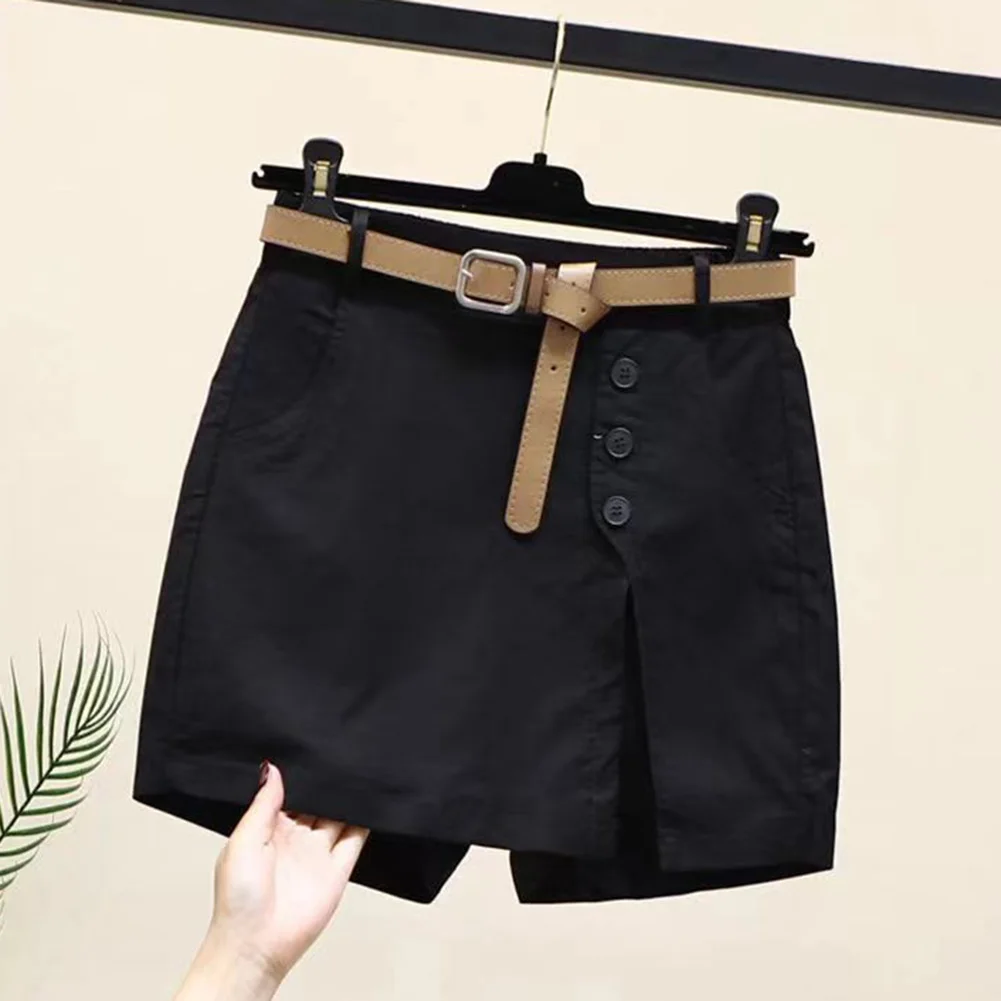 Vacation Outfit Split Shorts Moderate Elasticity Regular Length Spring Vacation Daily Home Pure Color Vacation For Vacation
