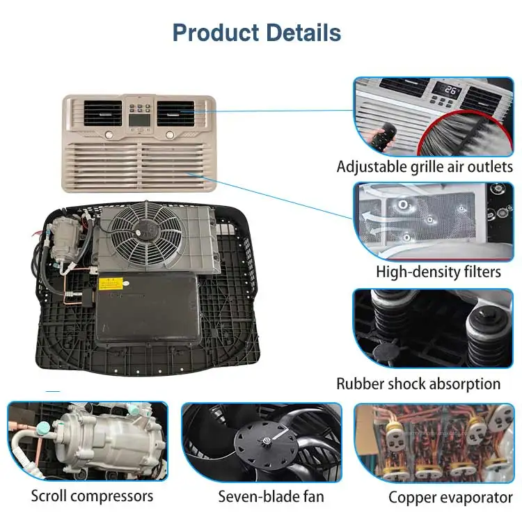 الكل في واحد بطارية السيارة الكهربائية التلقائية 12 فولت 24 فولت مكيف هواء السيارة لشاحنة RV #5