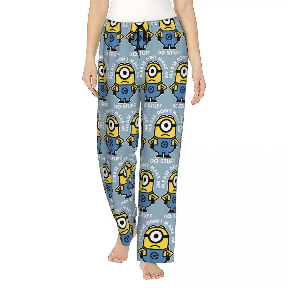 Custom Print Womens Cartoon Animation Minions Pajama Pants Sleepwear Sleep Lounge Bottoms with Pockets