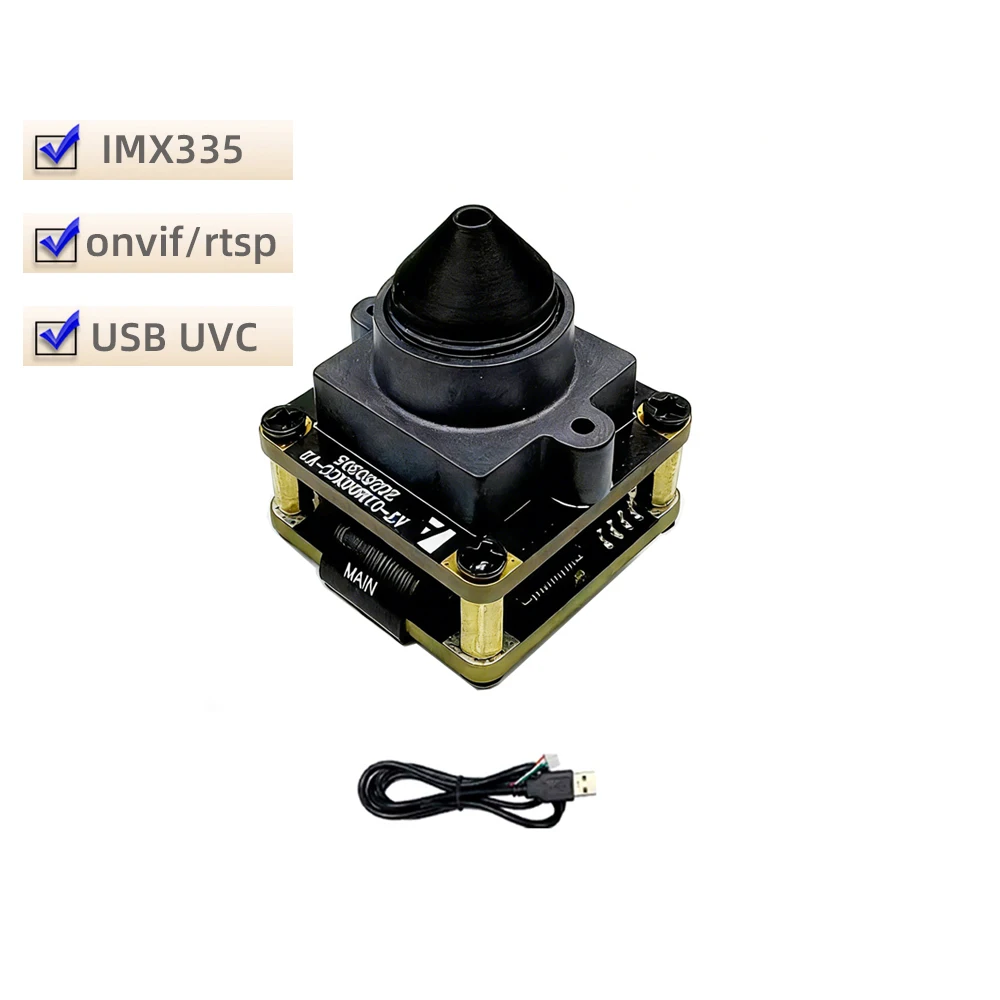 5MP ONVIF RTSP IP Camera Module IMX335 CMOS USB2.0 Color Webcam Surveillance UVC Driver-free 24x24mm for Industrial & Home
