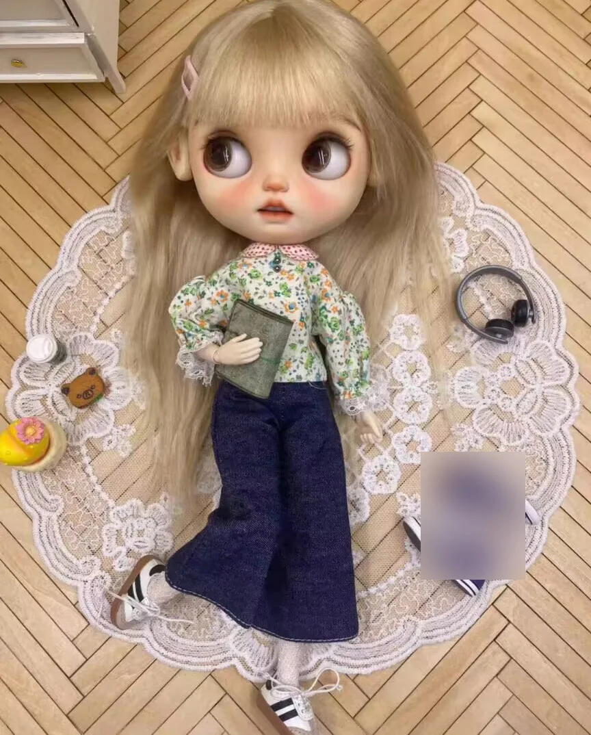 2psc rural leisure Floral pattern 2026 new design Top+jeans for Blythe/landoudou (Fit for Lulu,ymy24,Ob22,24,26,zone, Jenny)