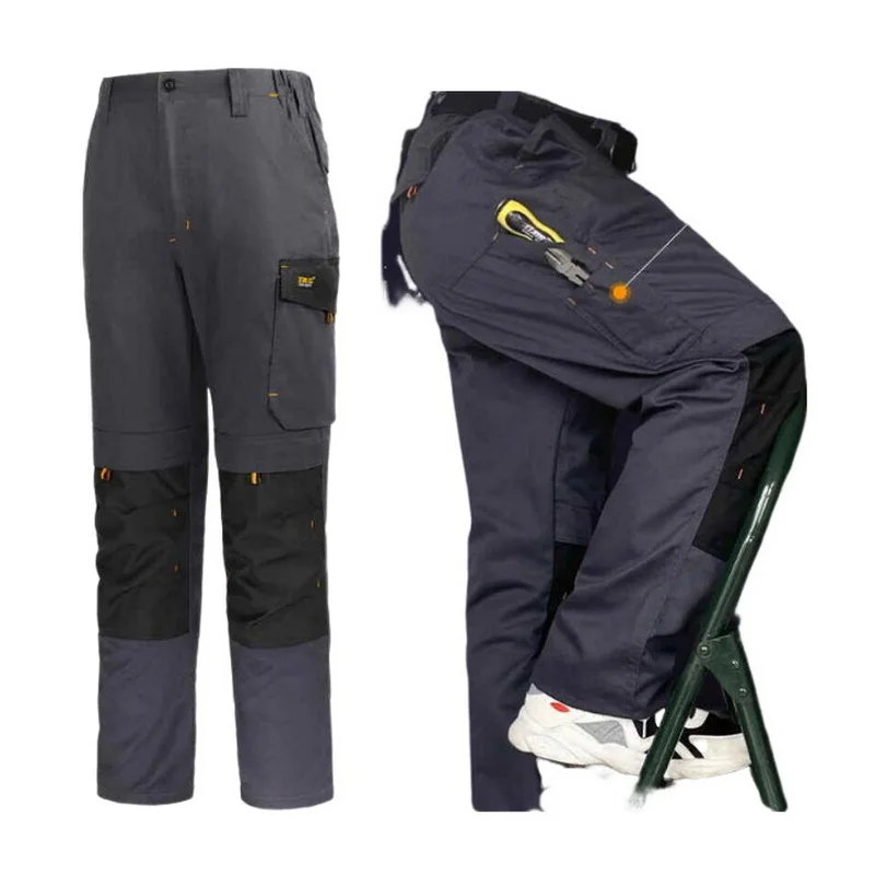 Men's Durable Multi-pocket Cargo Pants,Outdoor Work Pants,Worker's Trousers With Knee Kaps Wear-Resistant