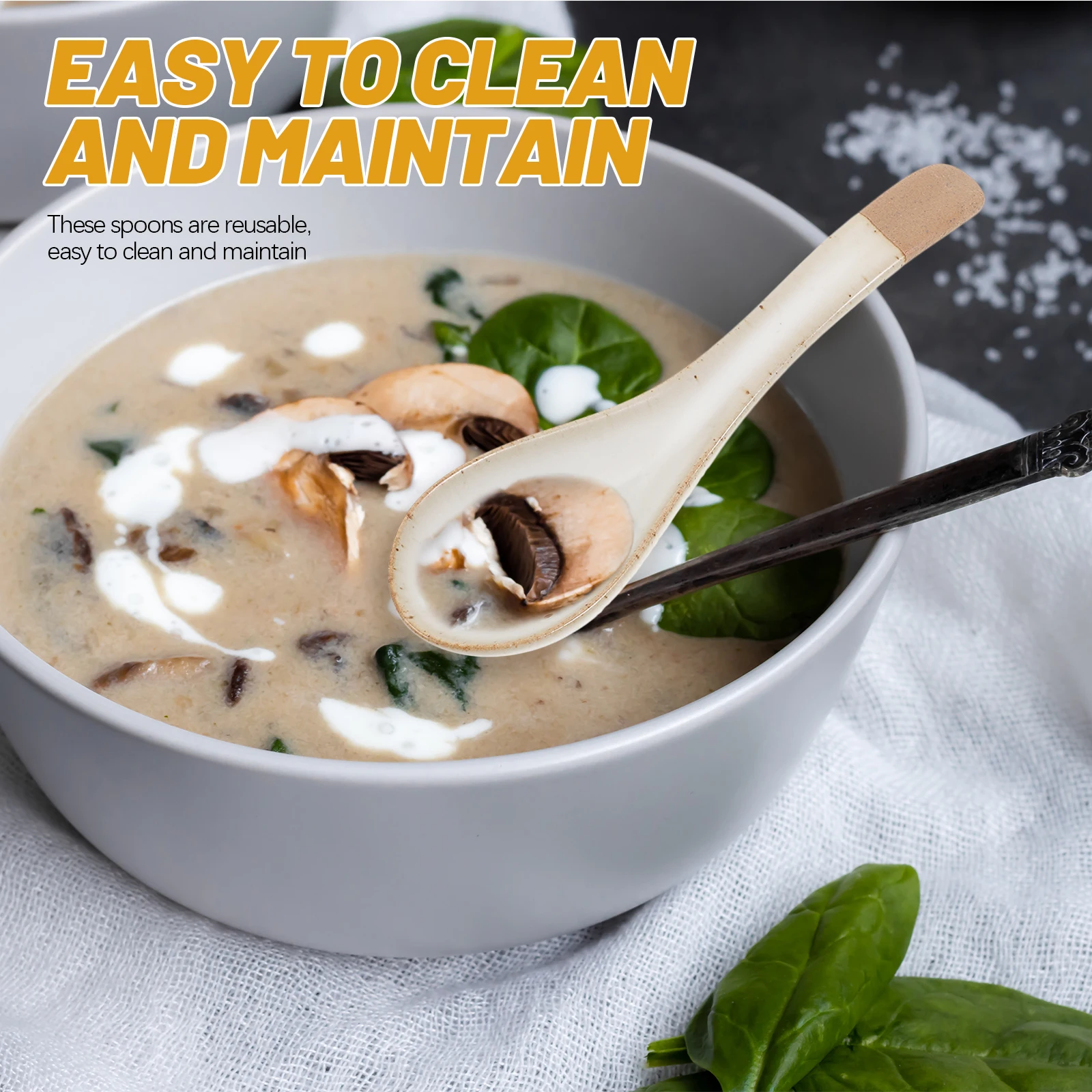 

2Pcs Exquisite Soup Spoons Ceramic Multipurpose Scoops for Soup Coffee Ice Cream Retro Coffee Spoons Nonslip Handle Simple