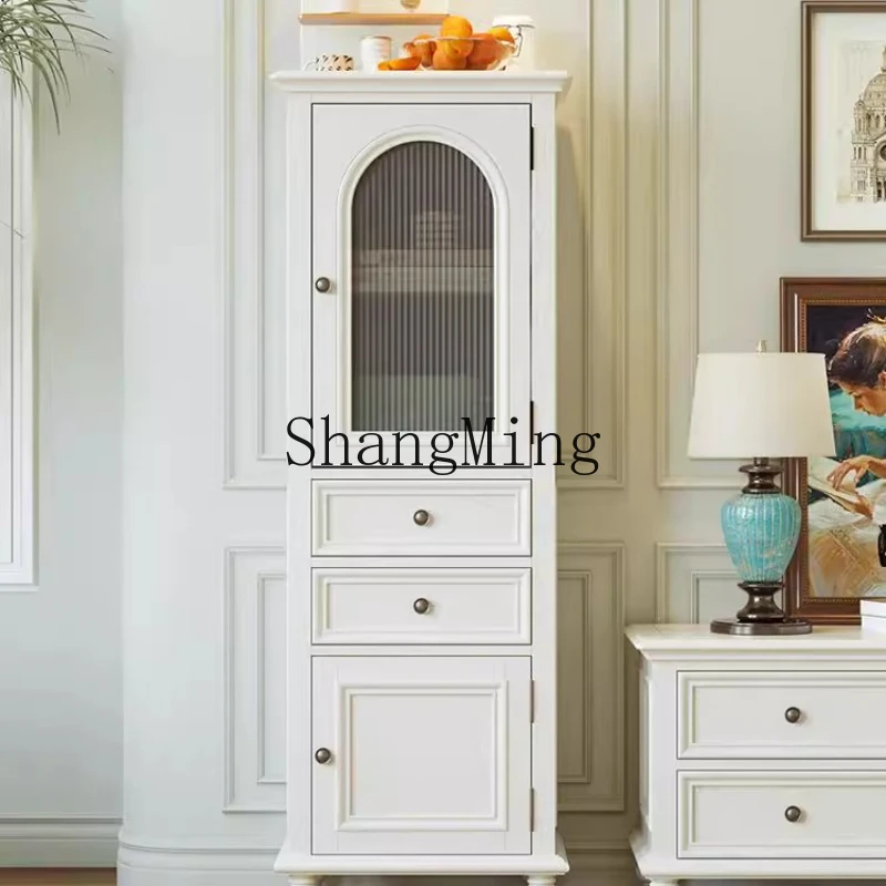 

ZYY white retro solid wood arch small apartment high cabinet locker integrated against the wall