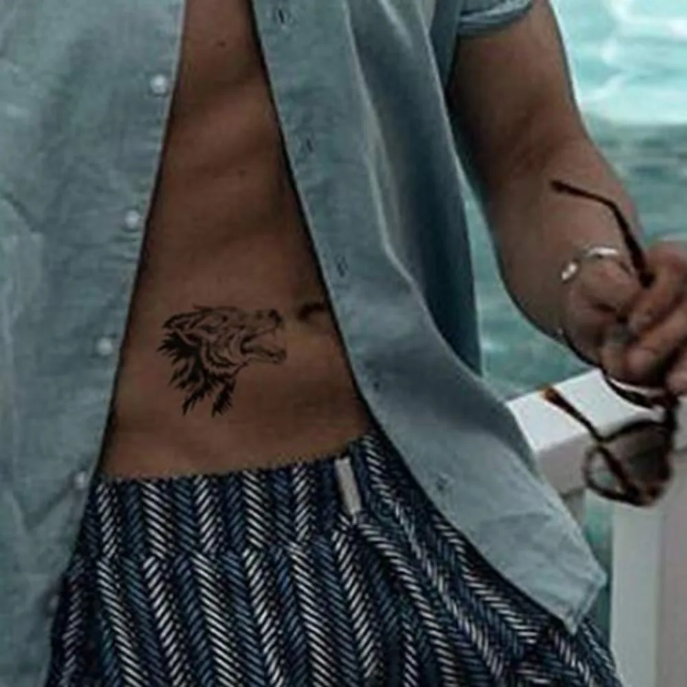 8 أوراق وشم مؤقت أسود رائع وشم مؤقت للرجال ملصقات فنية رائعة للجسم وشم مزيف واقعي