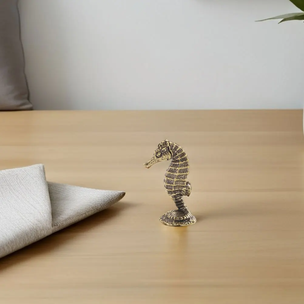 

Marine Style Brass Ornaments Sea Horse Decoration Ocean Golden Figurine Decorative
