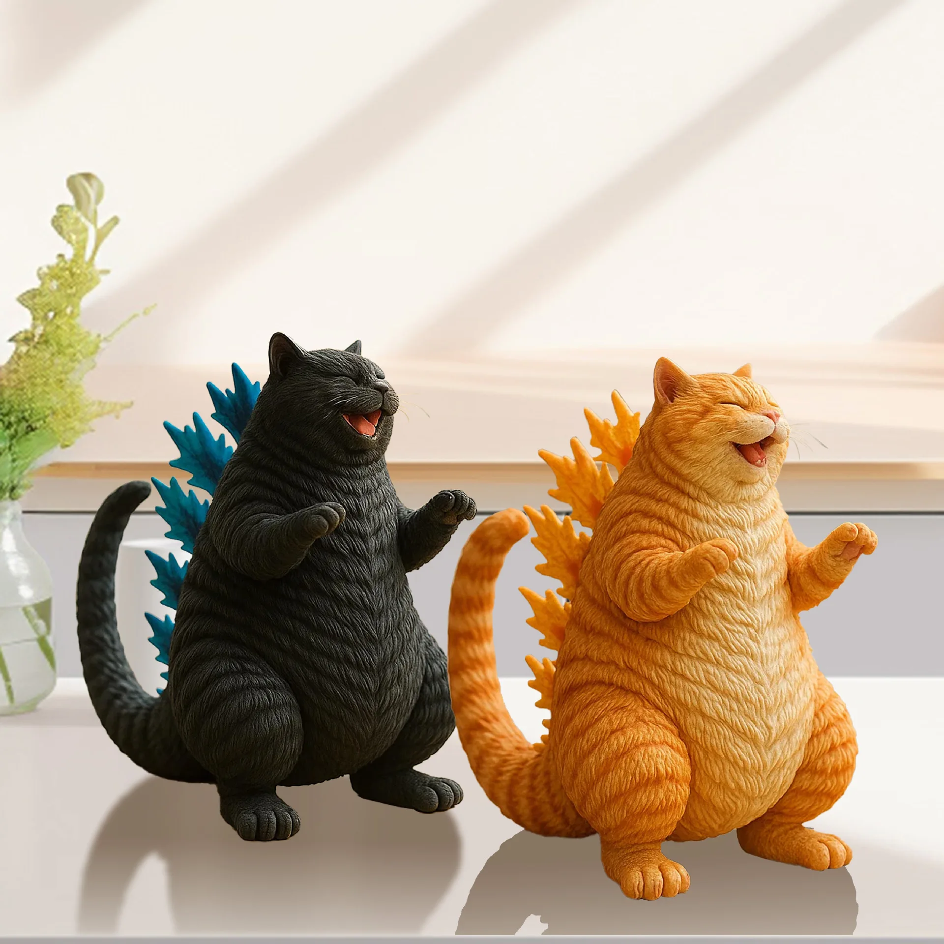 

Whimsical Monster Cat Figurine - Handcrafted Quirky Home & Office Desktop Decor, Unique Creative Ornament