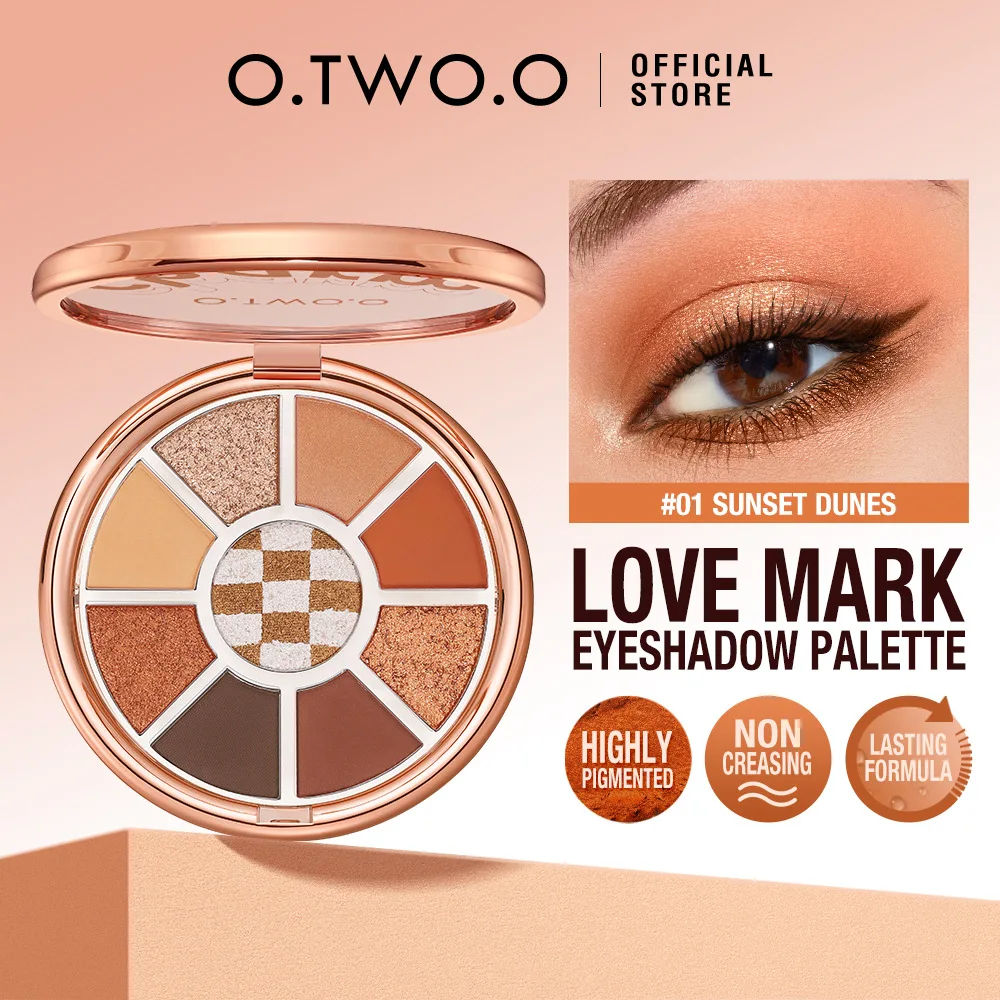 O.TWO.O Love Mark Nine Colors Eyeshadow Palette SC066 Matte Shimmer Pearlesent Eye Shadow Palette Set