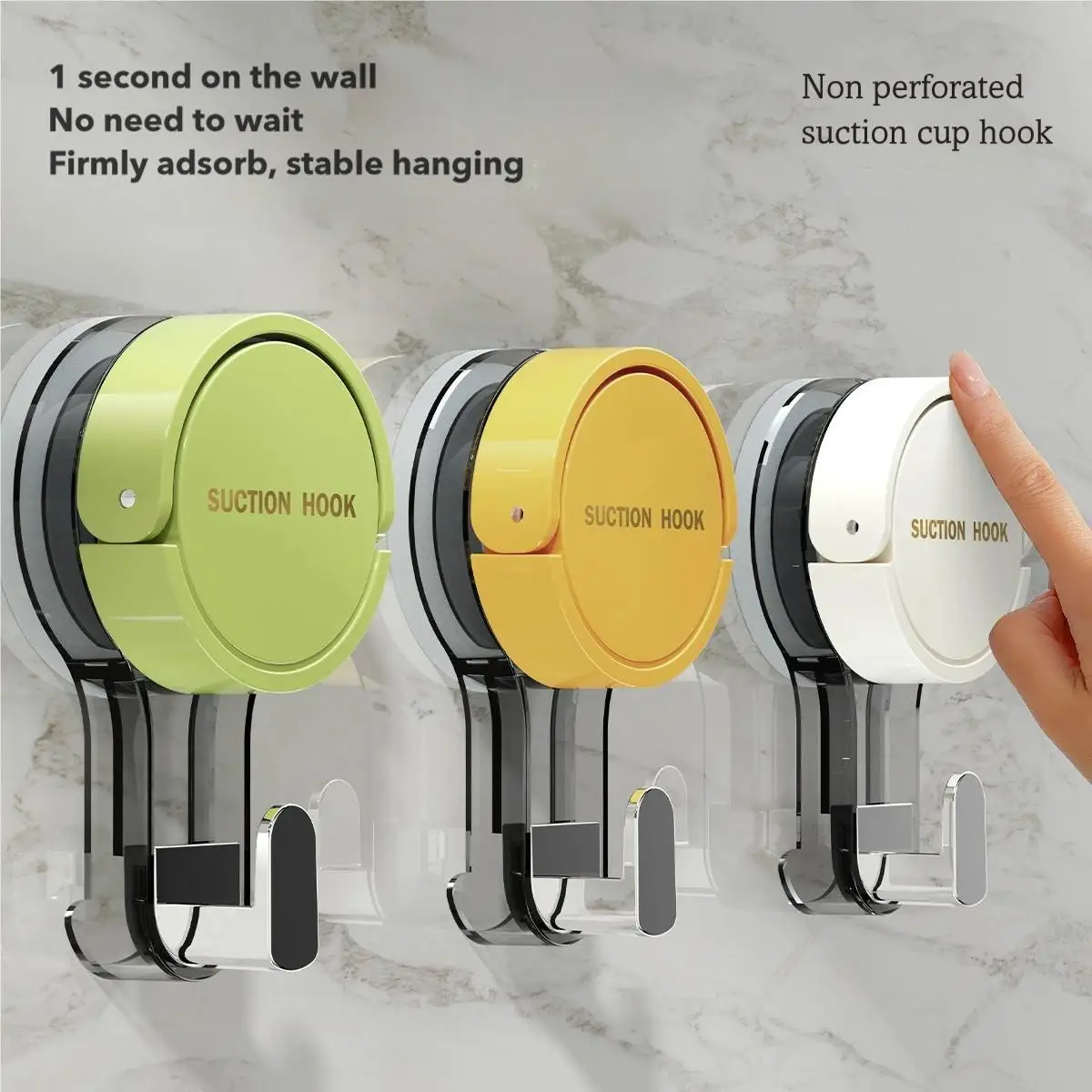 1/3Pcs Punch‑Free Suction Cup Hooks Reusable Wall Hanger For Bathroom Kitchen Bedroom Towel Clothes Storage