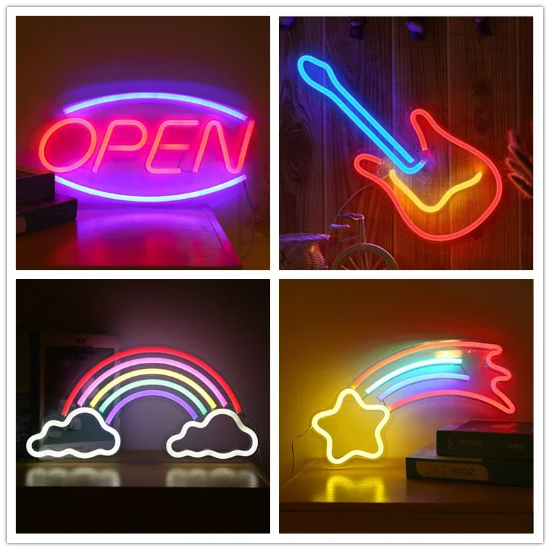 Colorful Rainbow Cloud Neon Sign LED Night Light Table Lamp Neon Light Photography Prop Room Decor Shop Wedding Wall Decoration