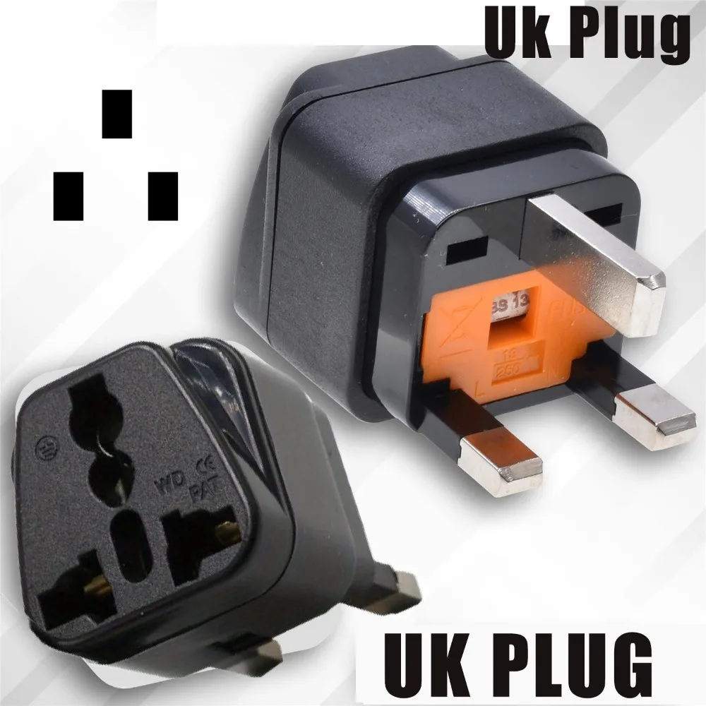 Global To UK Travel Plug Adapter with Fuse, 2/3 Pins To 3 Pins UK Travel Plug, for America, Germany, Australia Appliances Etc.