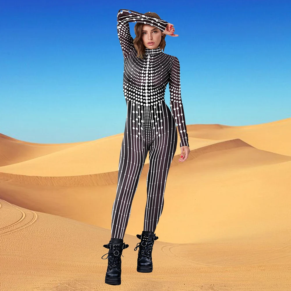

Music Festival Jumpsuit Women Jumpsuit Acrobatic Performance Bodysuit Burning Man Carnival Costume 3D Print Party Catsuit