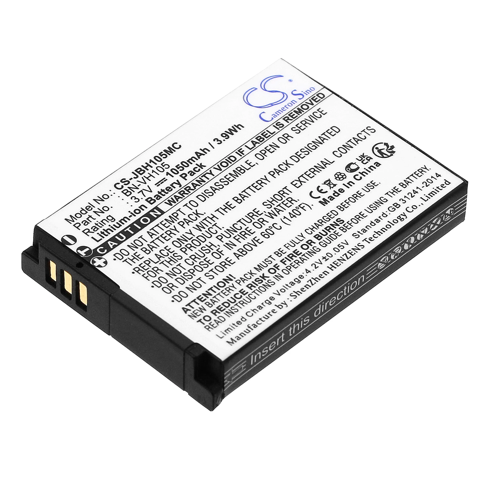 Li-ion Camera Battery for JVC, 3.7V 1050mAh, Compatible Models: GC-XA1,ADIXXION,ADIXXION Action,GC-XA1BUS,GC-XA2