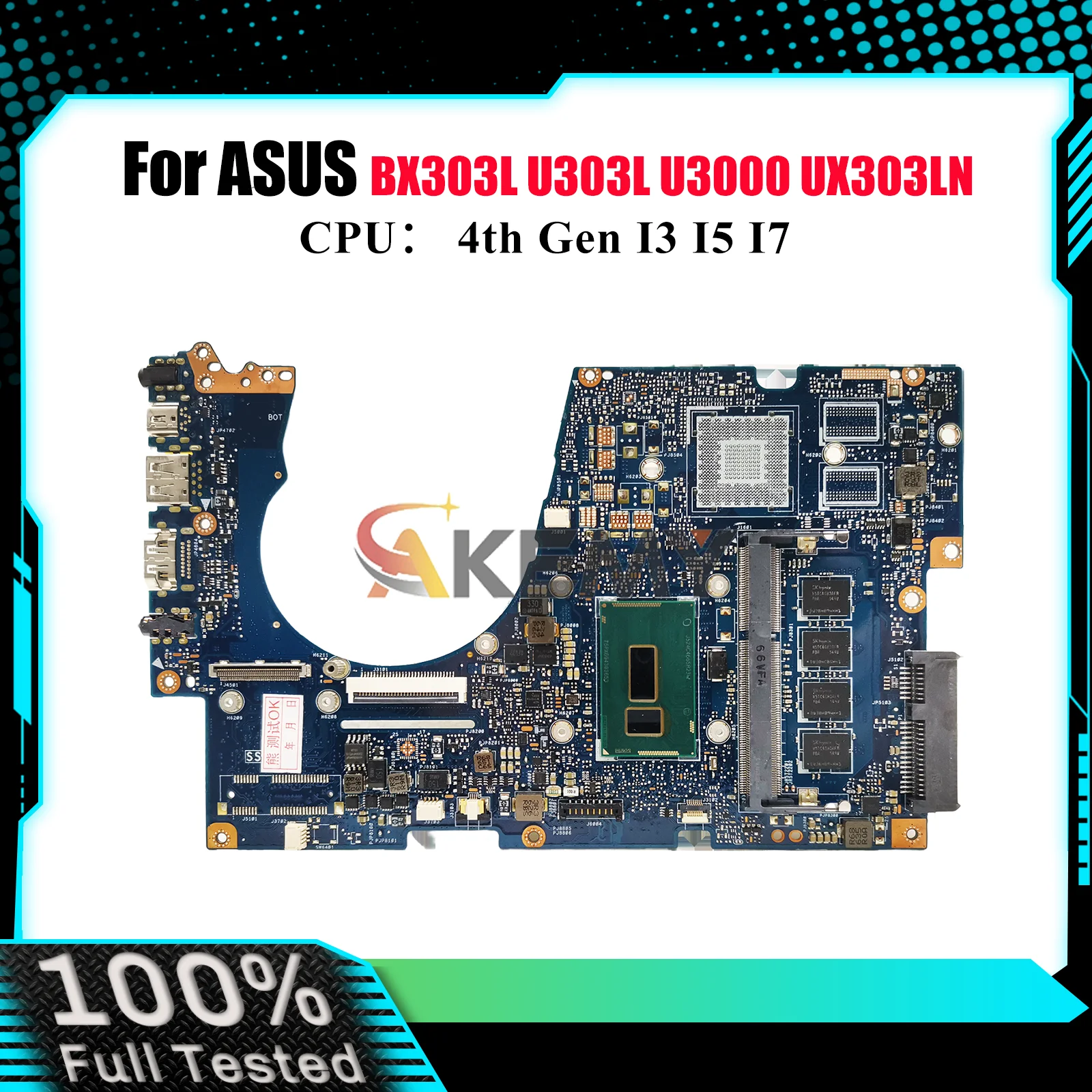 

UX303LA Laptop Motherboard For ASUS ZenBook BX303L UX303LA UX303LB UX303L U3000 UX303LNB U303L UX303LN Mainboard W/ I3 I5 I7 CPU