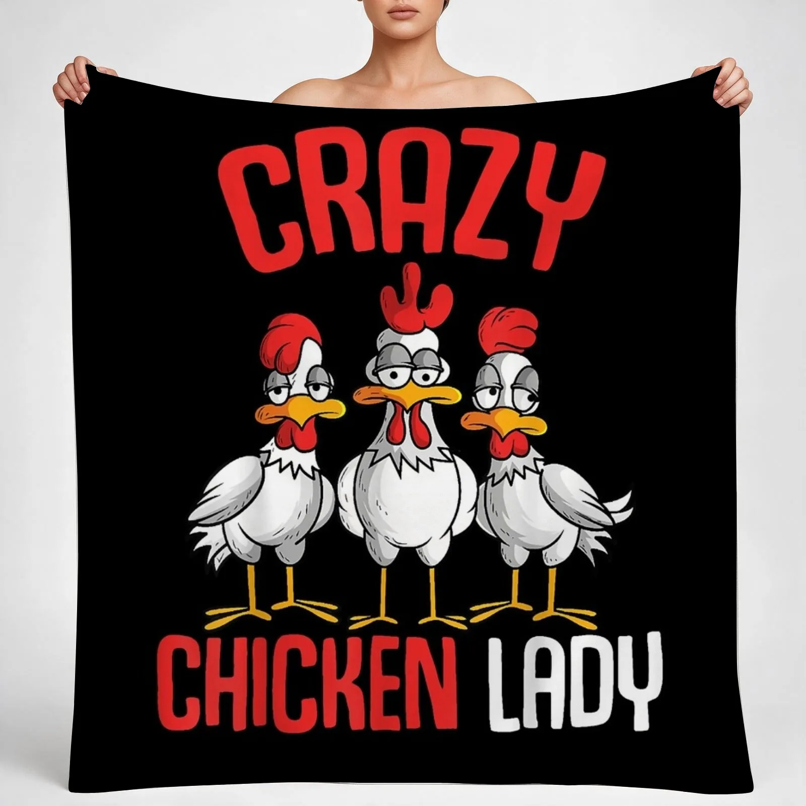 Crazy Chicken Lady Women Throw Blanket couch cozy soft plush fuzzy picnic outdoor blanket