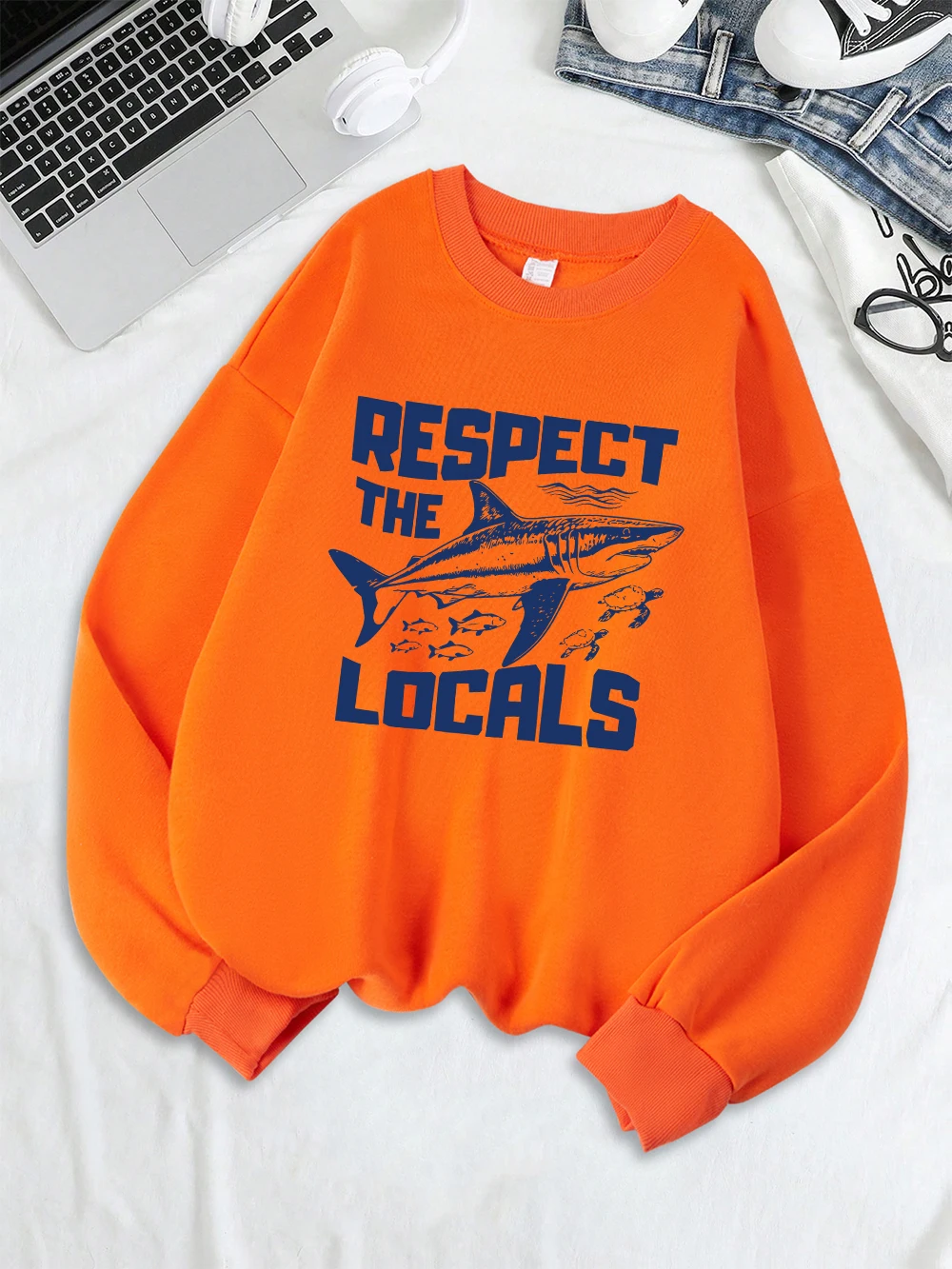 Damskie bluzy z kapturem Pespect The Locals, polarowe, ciepłe, uniwersalne, z okrągłym dekoltem, luźne, zimowe, codzienne ubrania damskie.