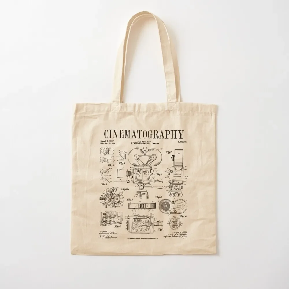 

Cinematography Movie Film Camera Vintage Patent Print Tote Bag shopper bag woman Customizable tote bag