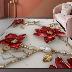Light Luxury Living Room Carpets 3D Flower Decoration Large Rugs Modern Home Sofa Side Floor Mat Bedroom Bedside Soft Foot Mats