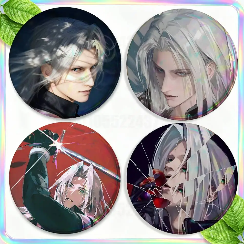 Sephiroth Game Final Fantasy Brooch for Backpack Accessories 25,32,44,58,75mm Round Enamel Pin 2-piece set Cartoon Anime Badge