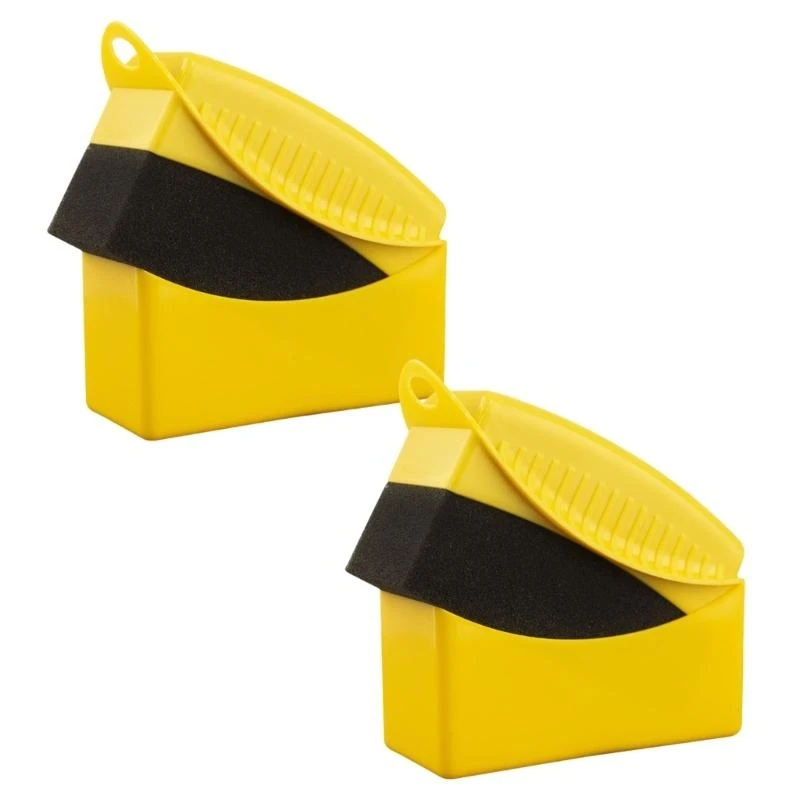

652F 2pcs Ergonomic Grip Tire Sponge Brush, Wheel Detailing Applicator Pad for Car Automobile Care Cleaning Accessories