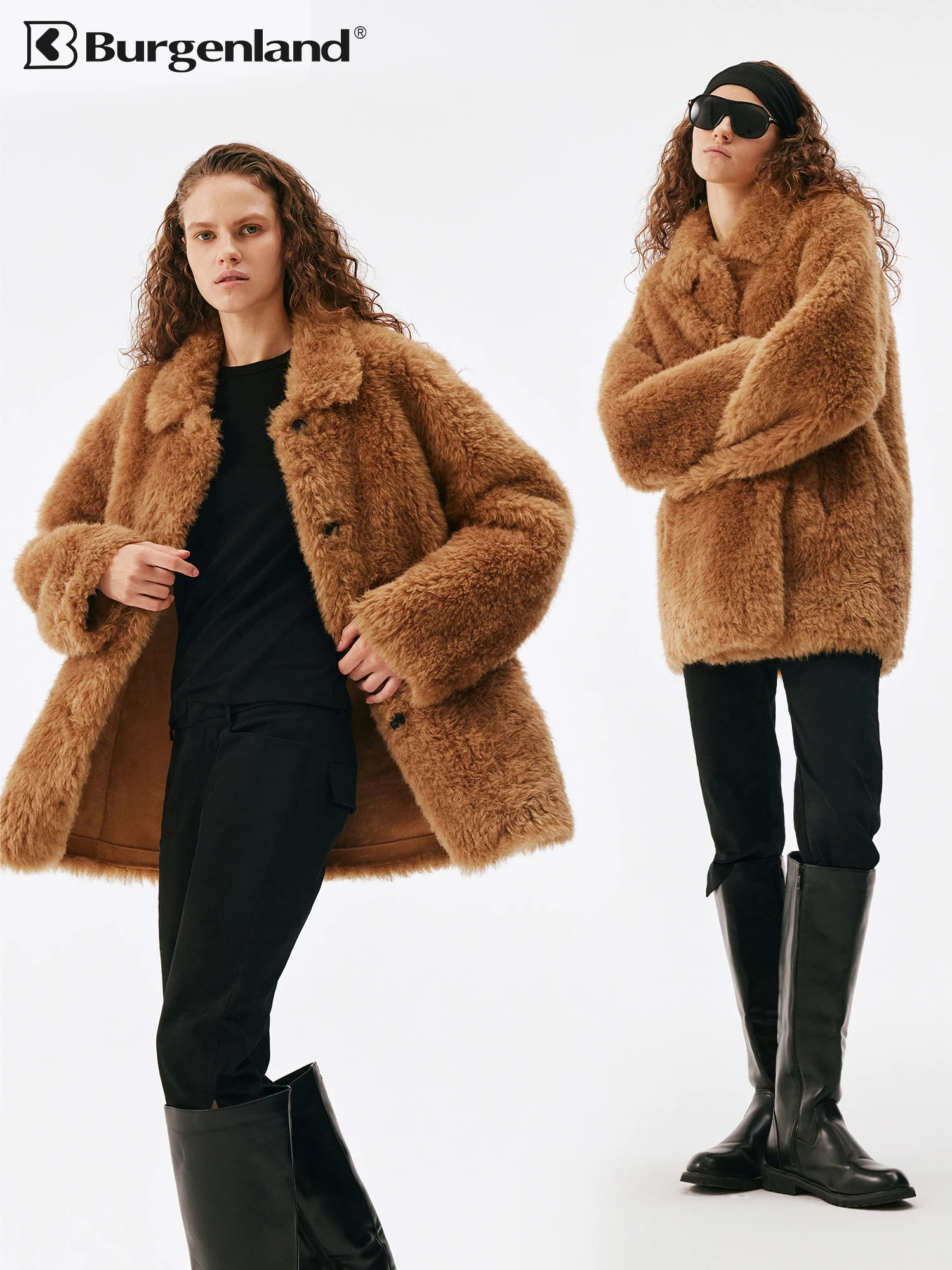 Burgenland Thickened Simulation Leather Fur Integrated Casual Outerwear Loose Collar Eco-friendly Fur Coat Warm Daily Wear