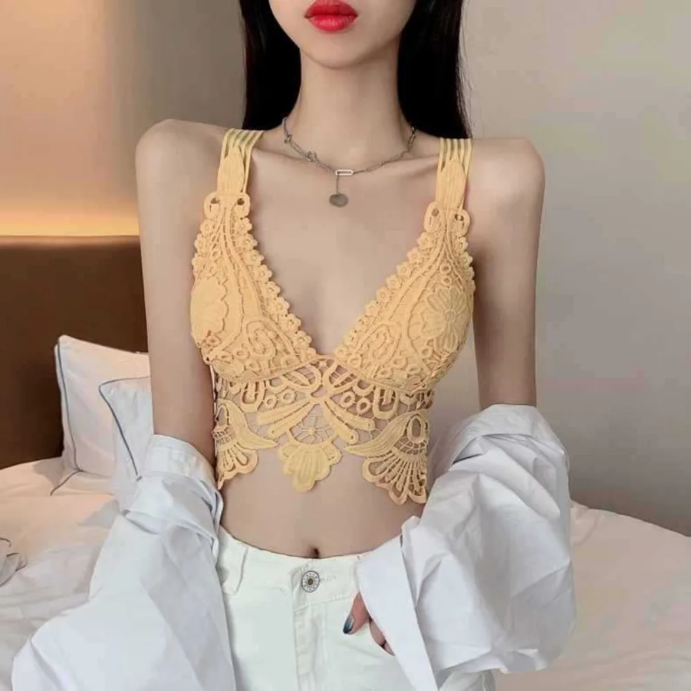 Sexy Tops for Womens Lace Crop Top Woman Tank Tops Off Shoulder V-neck Sleeveless Camis for Women Backless Camisole