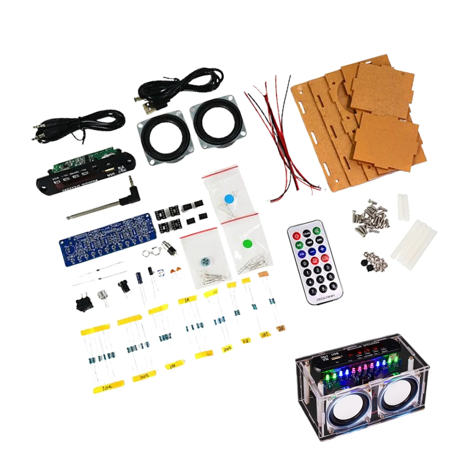 DIY Bluetooth Speaker Electronic Kit 87.5-108MHZ FM Radio DIY Soldering Project Support MMC/SD/MMA card and USB interface