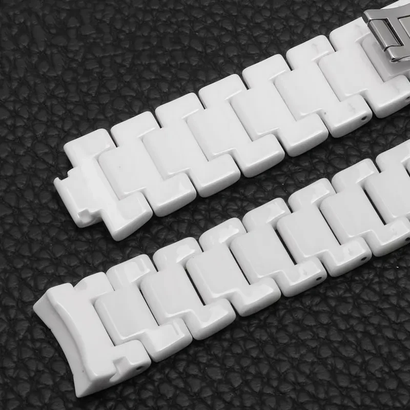 18mm Arc Ceramic watchband white replacement strap for AR1425 1426 1443 Bright Watch Chain Convex 19*9mm