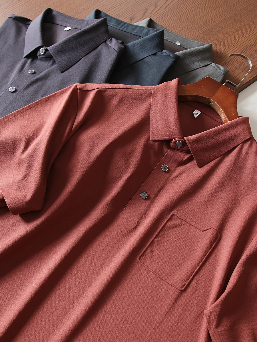 

Summer Men's Silk Shirt Thin Breathable Short Sleeve Casual Versatile Business T-Shirt Standard Fit Fashion Urban Style