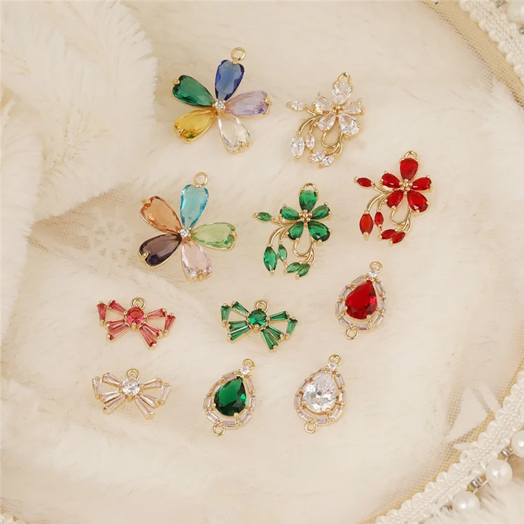 

10pcs/lot small flash Beautiful flower bower pendant alloy enamel Charm DIY accessories of bracelet headdress