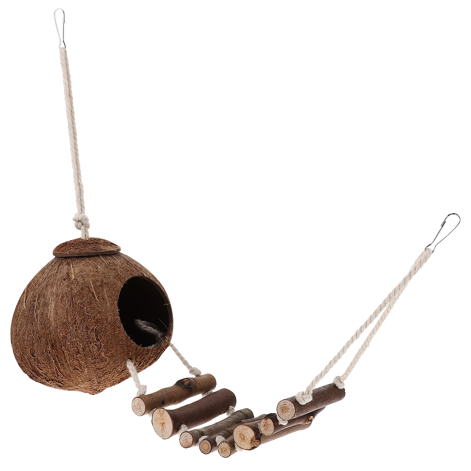 

Coconut Shell Ladder Crab Cabin Adorable Reptile Cave Aquarium Fish Hide Ladders