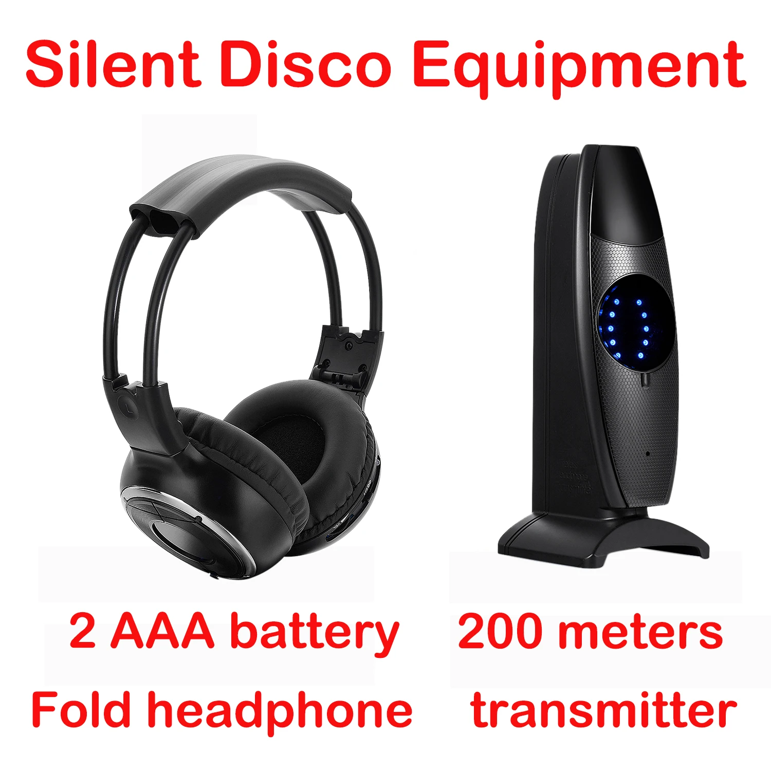 Silent Disco Wireless Foldable Headphones and RF Quiet Folding Earphones Bundles for Parties Conference Film