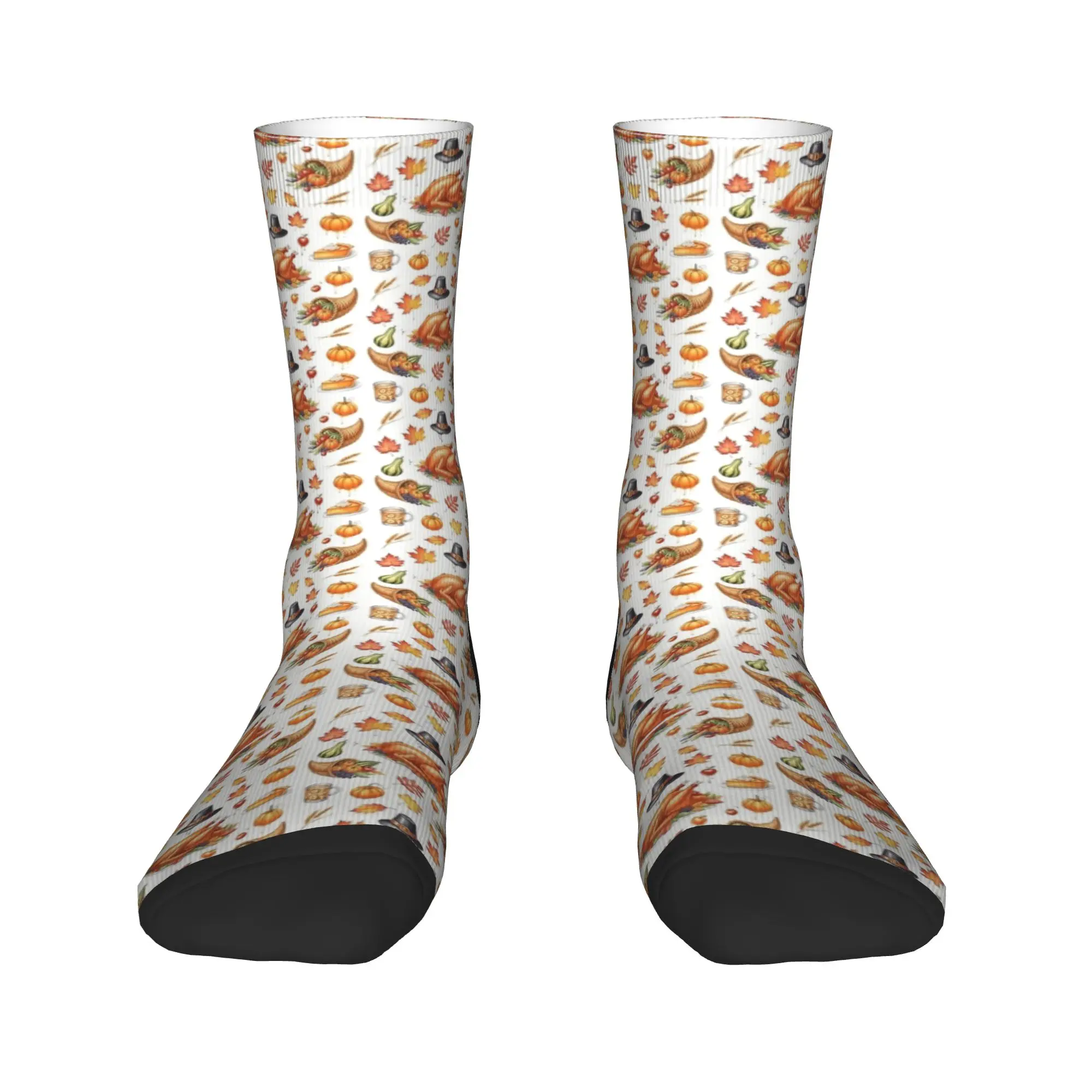 感謝祭のディナーストッキング面白い靴下ユニセックス男性ソフト通気性靴下秋スケートボードプリント滑り止め靴下ギフトアイデア
