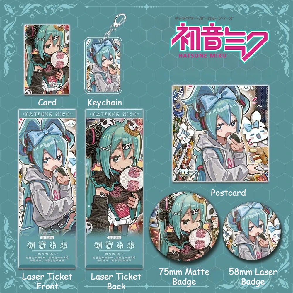 hatsune-miku-anime-presente-6-conjunto-cartao-chaveiro-cartao-postal-laser-bilhete-cracha-pinos-chibi-vocaloid-mercadoria-colecionavel-para-fas