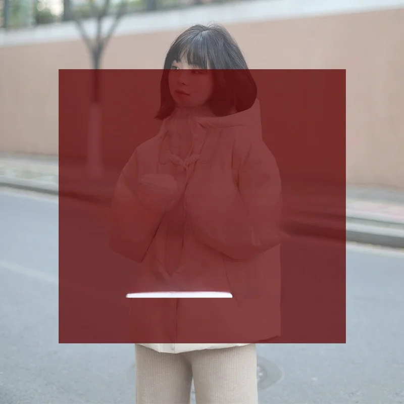 

Thiened Fce Women's down Jaet Cotton Padded Warm Outerwear Coat Sweet Sle Zipper Closure Hooded Regular Fit Color