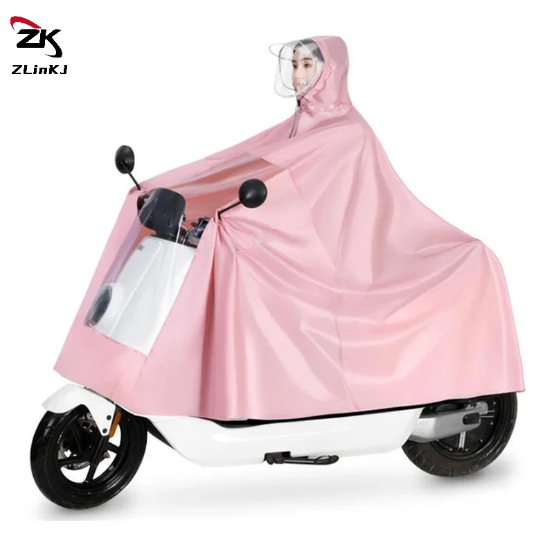 Large Size Waterproof Motorcycle Raincoat Poncho Windproof Electric Bike Rain Cape With Clear Face Shield Full Coverage Rainwear